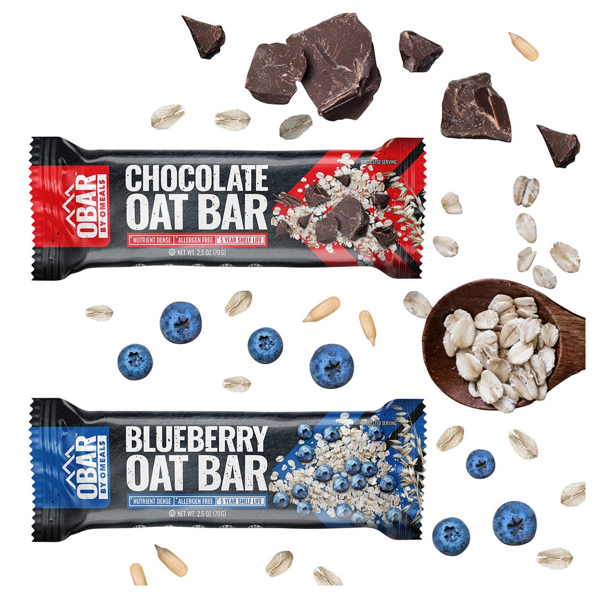 OBAR Blueberry Oat and Chocolate Oat Bars 2-Pack, 24 Total Bars (2.5 oz. each)