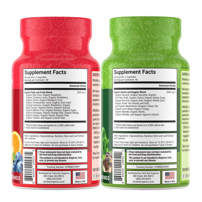 Terra Kai Organics Juce Super Fruits & Veggies, 240 Capsules