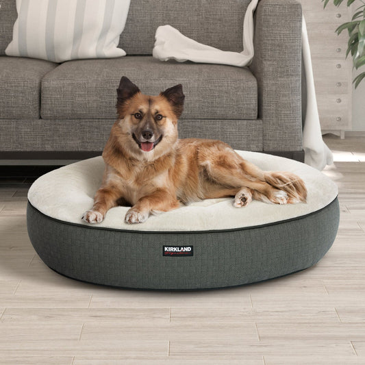 Kirkland Signature 40” Round Nest Pet Bed, Gray Geometric