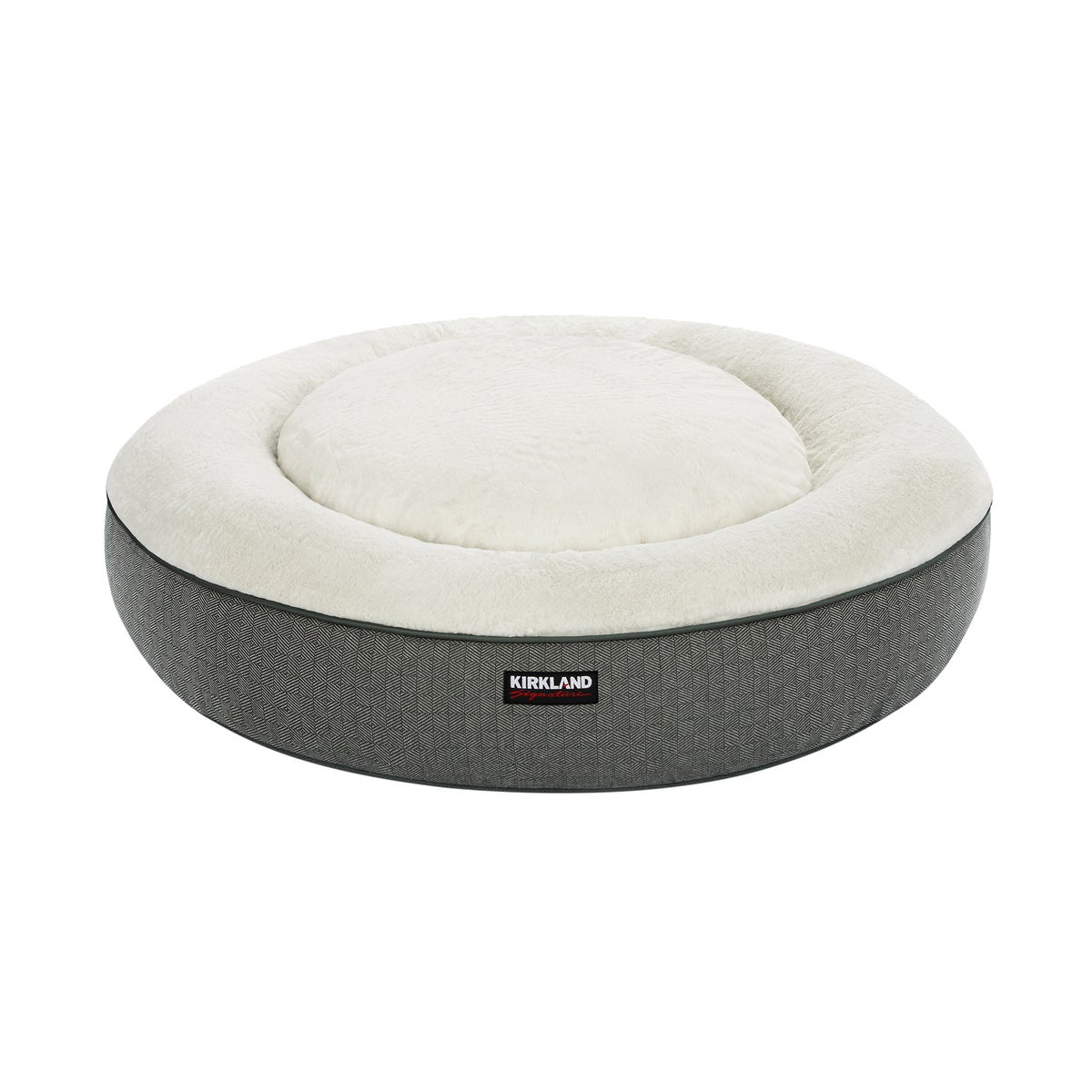 Kirkland Signature 40” Round Nest Pet Bed, Gray Geometric