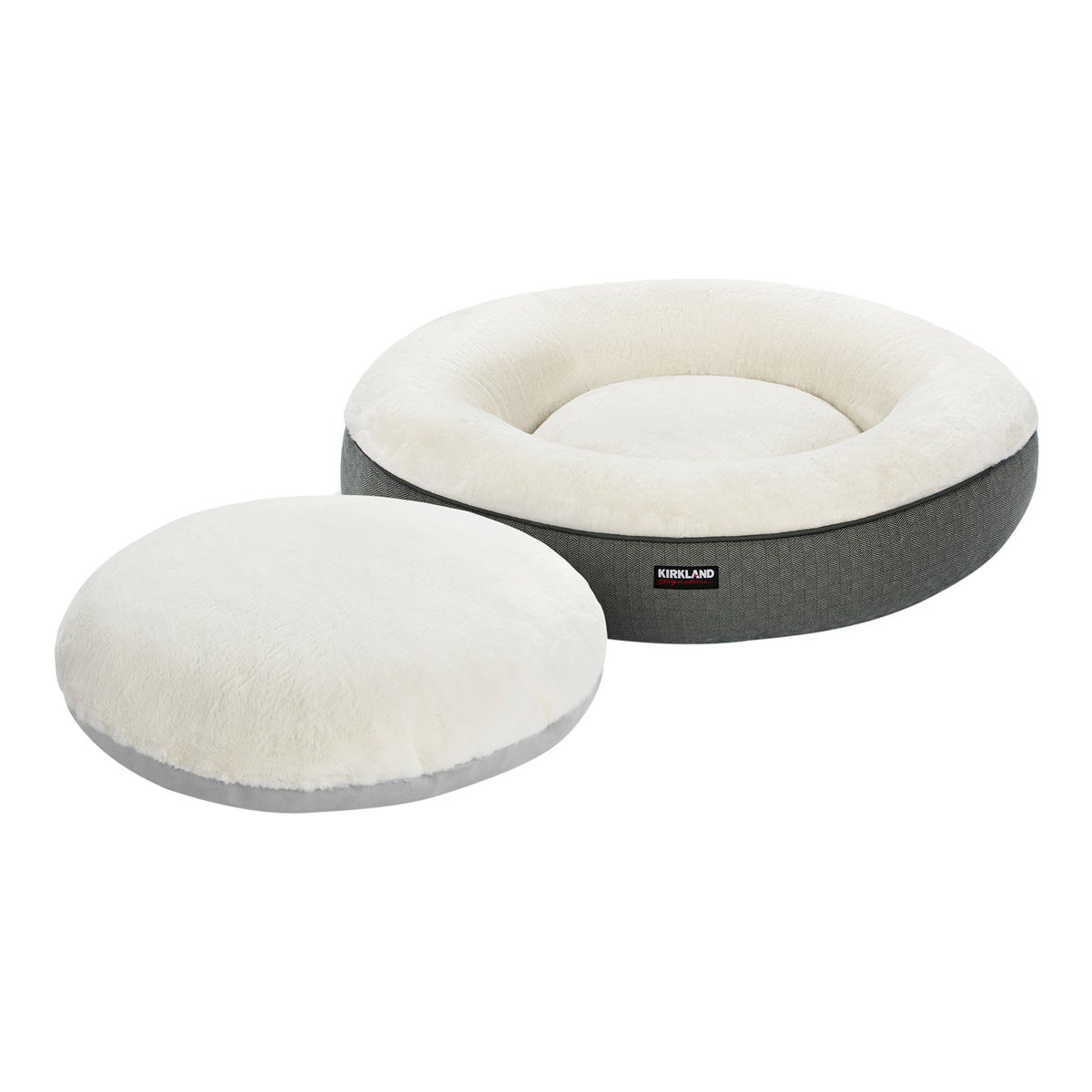 Kirkland Signature 40” Round Nest Pet Bed, Gray Geometric