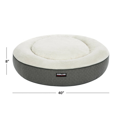 Kirkland Signature 40” Round Nest Pet Bed, Gray Geometric