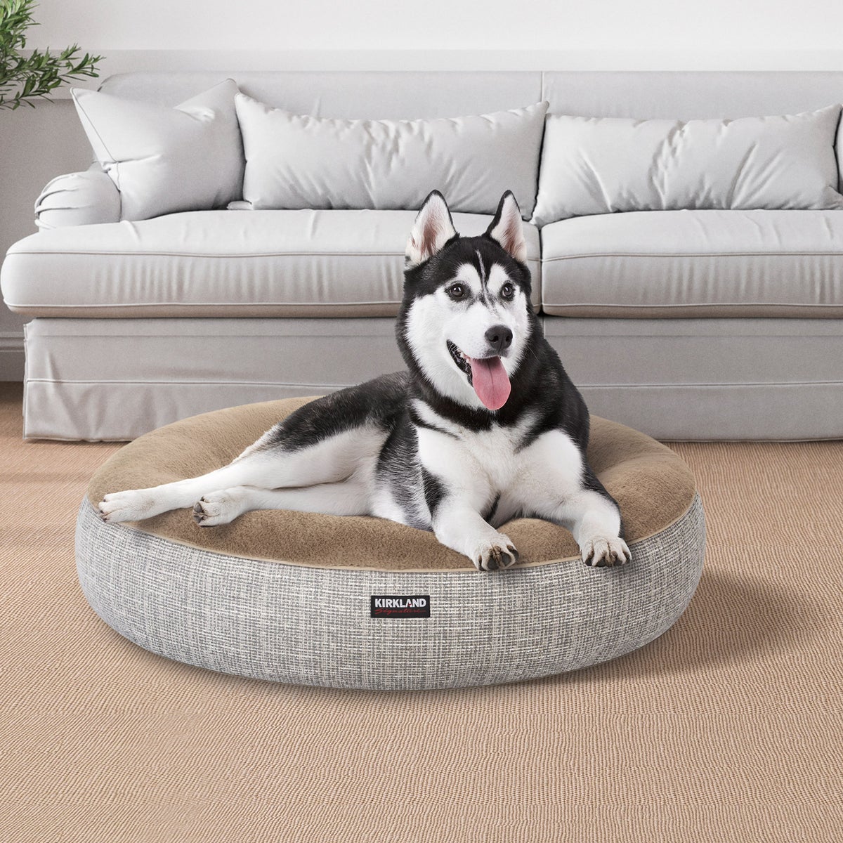 Kirkland Signature 40” Round Nest Pet Bed, Neutral Texture