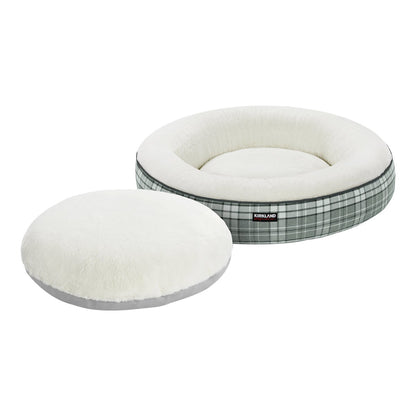 Kirkland Signature 40” Round Nest Pet Bed, Grey Plaid