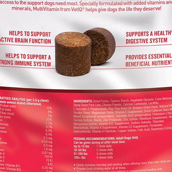 VETIQ MultiVitamin Hickory Smoked Flavored Soft Chews for Adult Dogs, 240-count