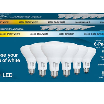 Feit Electric 65W Replacement 5-CCT LED BR30 Bulbs, 12-pack