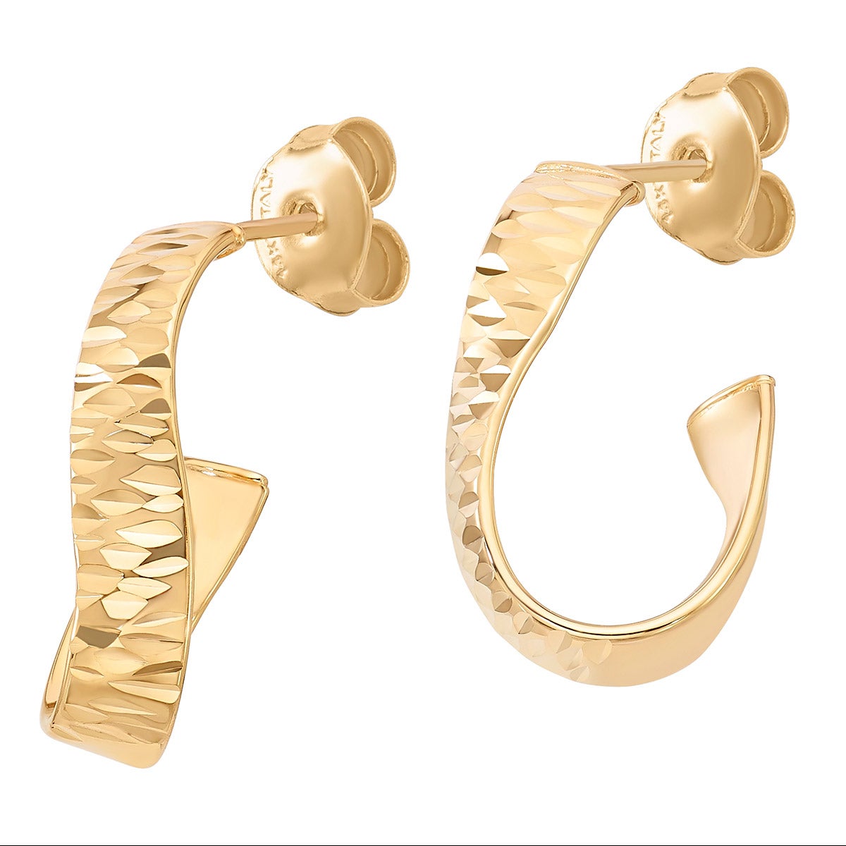 14kt Yellow Gold Twisted J Hoop Earrings