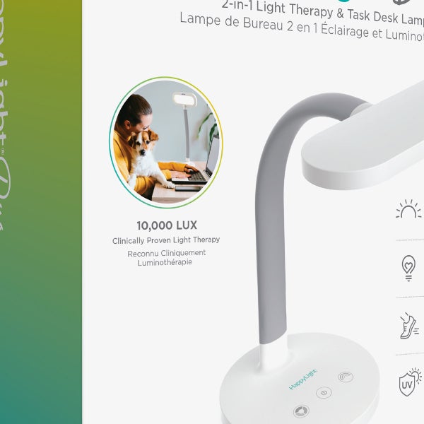 HappyLight Duo 2-In-1 Light Therapy & Task Desk Lamp