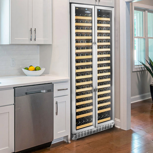 Lanbo 257-Bottle Single-Zone Wine Cooler with French Doors