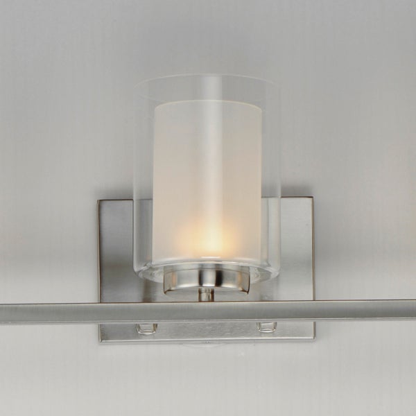 Duet 3-Light Satin Nickel Vanity Light with Integrated LED Bulbs