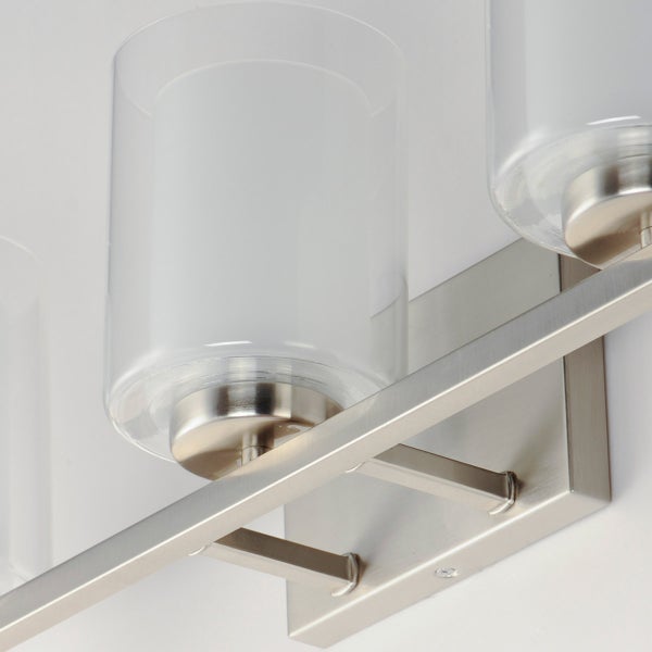 Duet 3-Light Satin Nickel Vanity Light with Integrated LED Bulbs