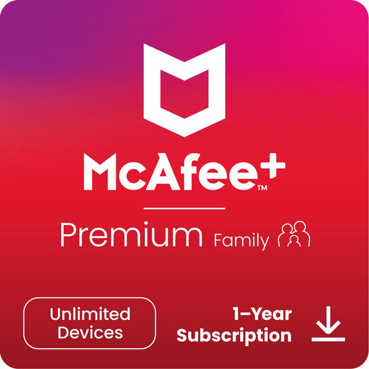 McAfee + Premium Family, Unlimited Devices, 1-Year Subscription (E-delivery)