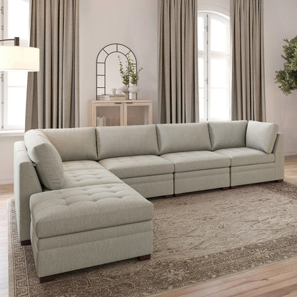 Thomasville Tisdale Modular Sectional 6-piece Beige with Storage Ottoman