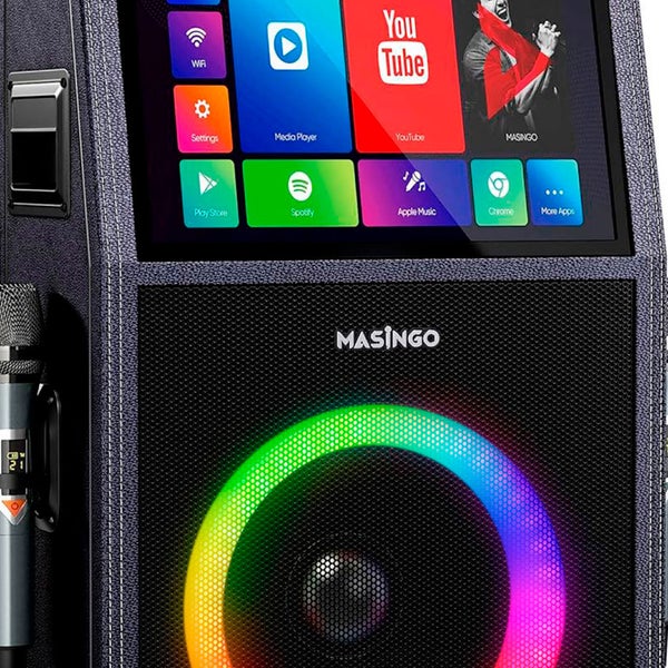 Masingo Smart Karaoke Machine with 15" Touchscreen Display, WiFi, Speaker & 2 Wireless Microphones - Allegro X8 2.0