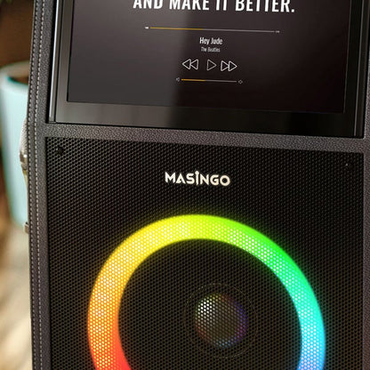 Masingo Smart Karaoke Machine with 15" Touchscreen Display, WiFi, Speaker & 2 Wireless Microphones - Allegro X8 2.0