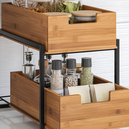 Seville Bamboo 2-Tier Sliding Drawer Organizer