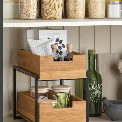 Seville Bamboo 2-Tier Sliding Drawer Organizer