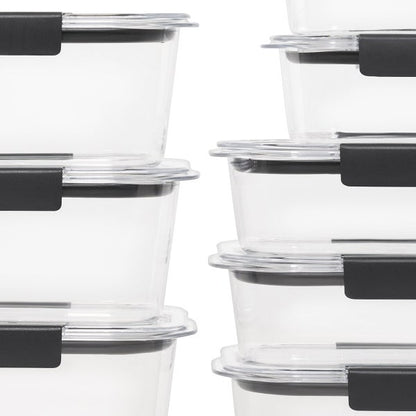 Rubbermaid Brilliance Plastic Food Storage Containers, Set of 16