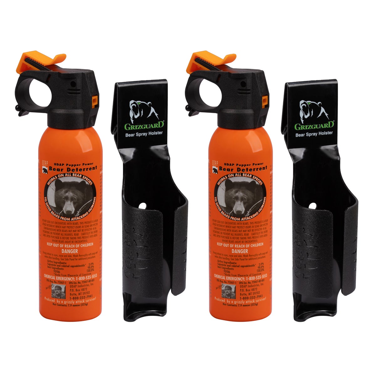 UDAP Pepper Power Bear Spray with Griz Guard Holster, 2-pack