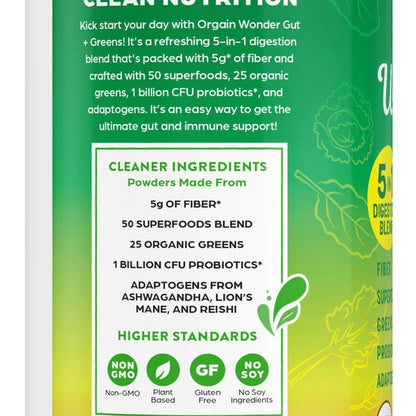 Orgain Organic Wonder Gut + Greens, Orange Mango, 8.46 oz