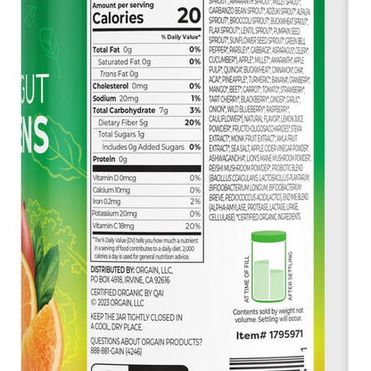 Orgain Organic Wonder Gut + Greens, Orange Mango, 8.46 oz
