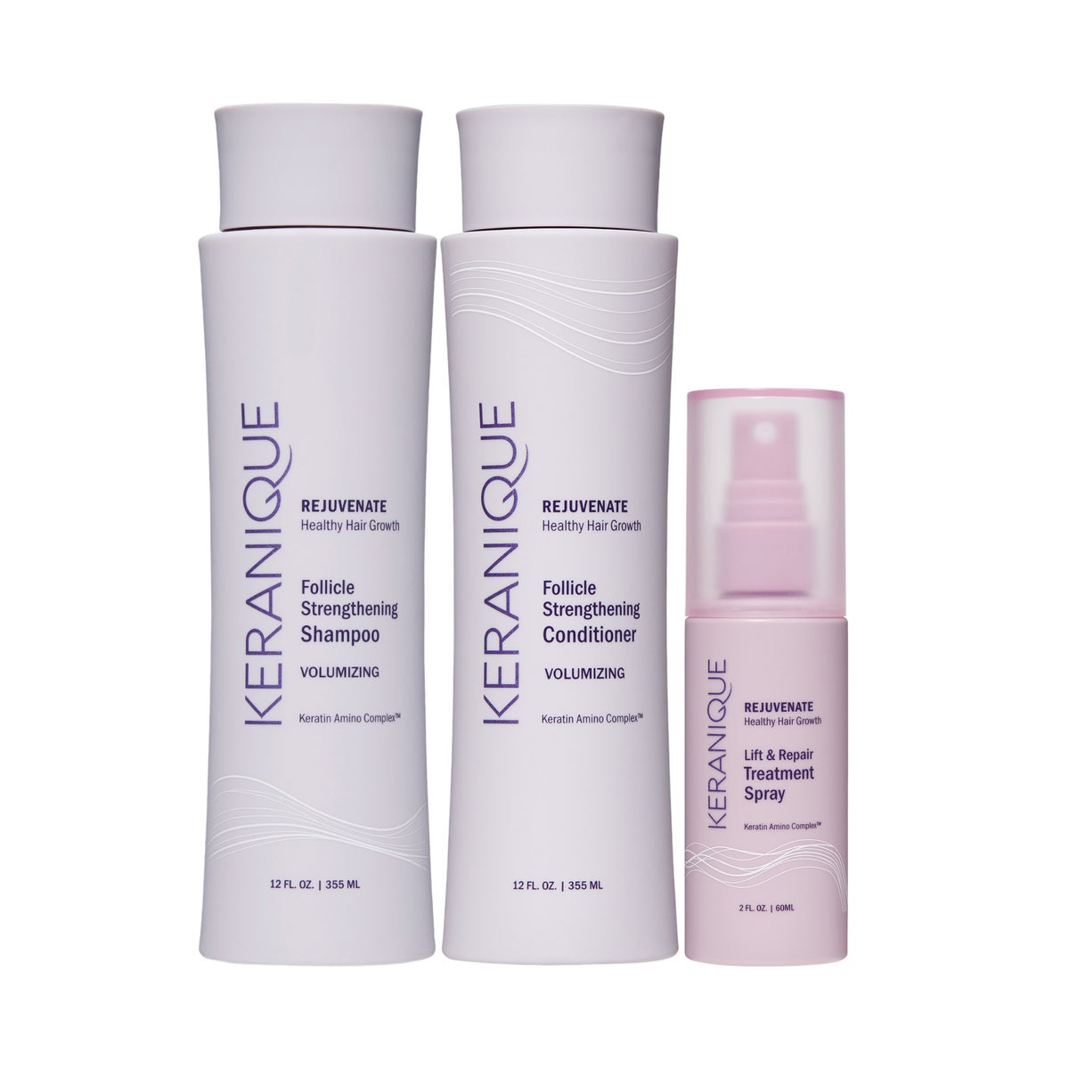 Keranique Hair Strengthening & Volumizing Shampoo, Conditioner and Treatment Set