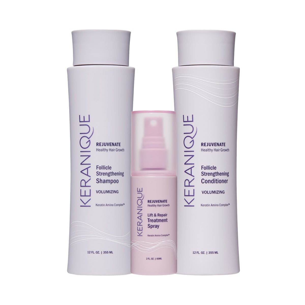 Keranique Hair Strengthening & Volumizing Shampoo, Conditioner and Treatment Set