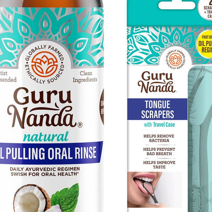 GuruNanda Pulling Oil and Spoon Tongue Scraper Set
