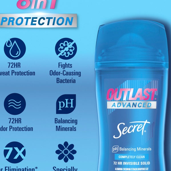 Secret Outlast Advanced Antiperspirant Deodorant, 2.6 oz, 4-pack
