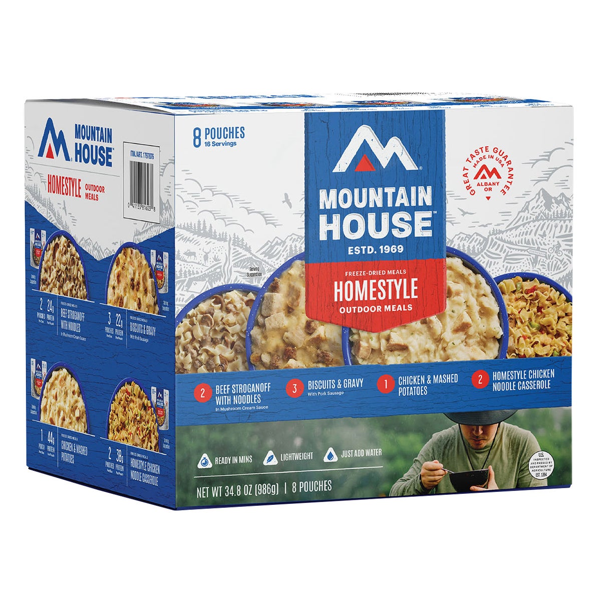 Mountain House Homestyle Outdoor Meal Kit, 8 Pouch Assortment (16 Total Servings)