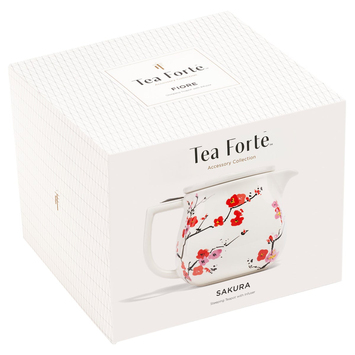 Tea Forte Cherry Blossom & Peach Blossom Loose Tea Bundle with Fiore Sakura Teapot & Steeping Cups