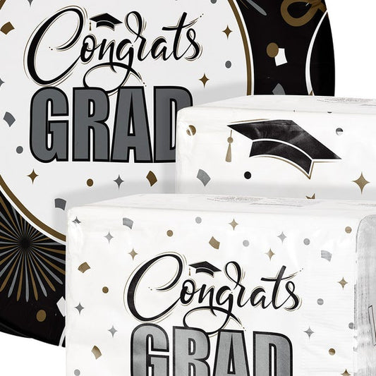 Artstyle Paper Plate & Napkin Bundle, Grad Party Celebration, 200-count