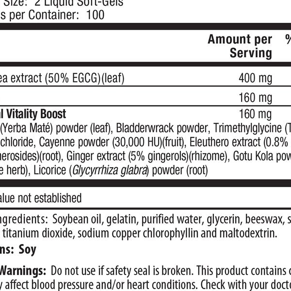 Green Tea Fat Burner, 200 Liquid Soft-Gels