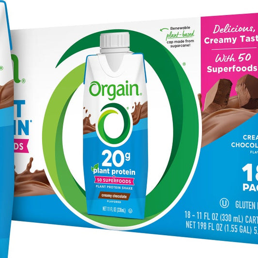 Orgain Plant-Based Protein Shake Chocolate, 11 fl oz, 18-pack
