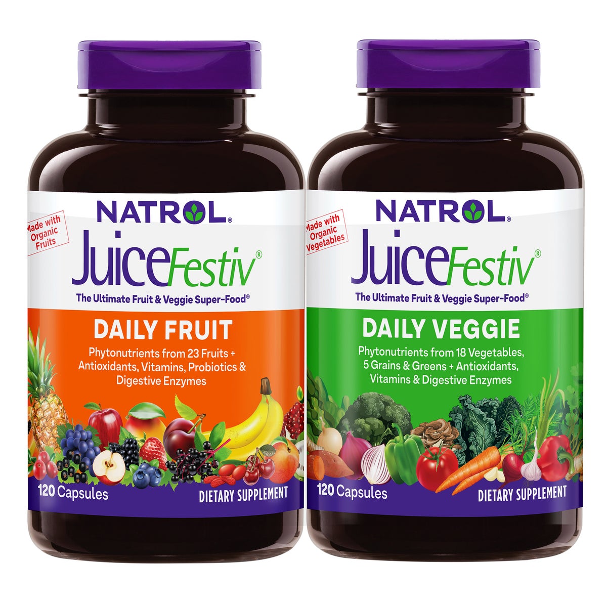 Natrol JuiceFestiv Daily Fruit & Veggie, 240 Capsules