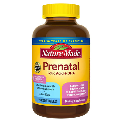 Nature Made Prenatal Folic Acid + DHA, 150 Softgels