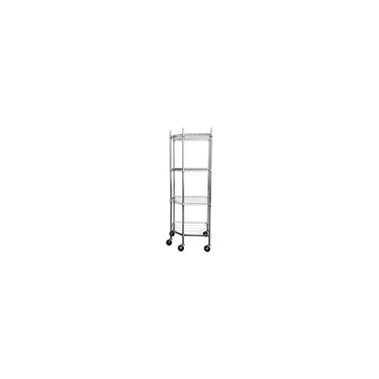 TRINITY EcoStorage 4-Tier Corner Wire Shelving Rack with Wheels, 18" D, NSF, Chrome Color