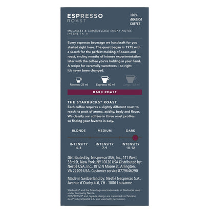 Starbucks by Nespresso Espresso Roast Capsules, 60-count