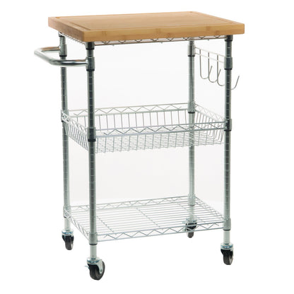 TRINITY EcoStorage Bamboo Top Kitchen Cart