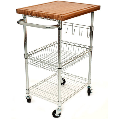 TRINITY EcoStorage Bamboo Top Kitchen Cart