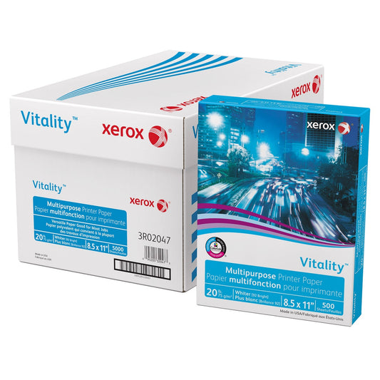 Xerox Vitality Multipurpose Paper, Letter, 20lb, 92-Bright, 10 Reams of 500 sheets