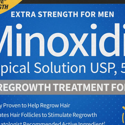 Kirkland Signature Hair Regrowth Treatment Extra Strength for Men, 5% Minoxidil Topical Solution, 2 fl oz, 6-pack