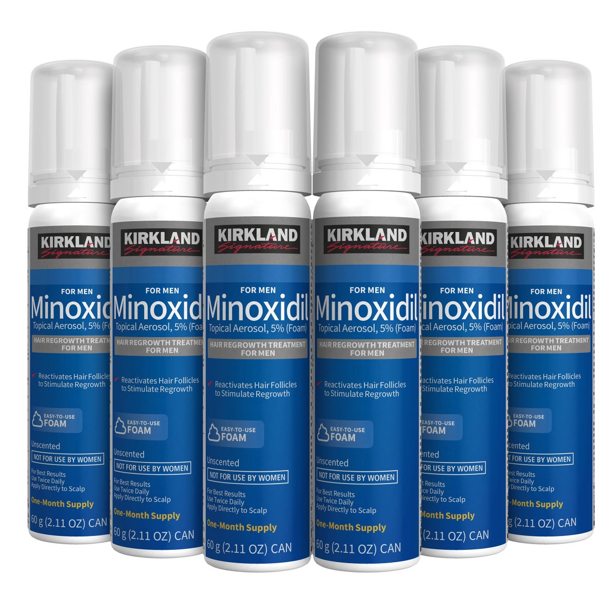 Kirkland Signature Hair Regrowth Treatment Minoxidil Foam for Men, 2.11 oz, 6-count