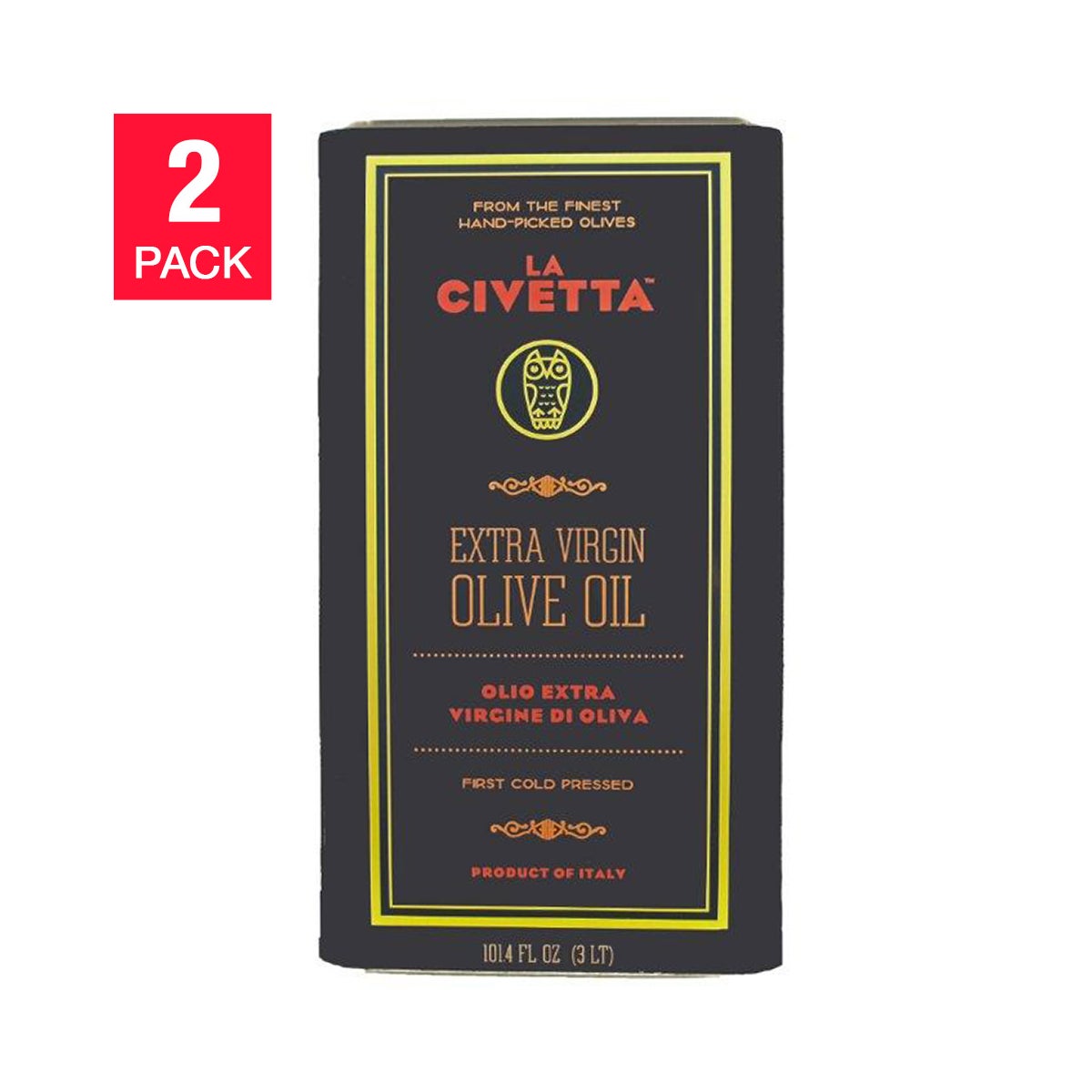 La Civetta Italian Extra Virgin Olive Oil 3L, Tins, 2-pack