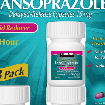 Kirkland Signature Lansoprazole 15 mg. Acid Reducer, 42 Capsules