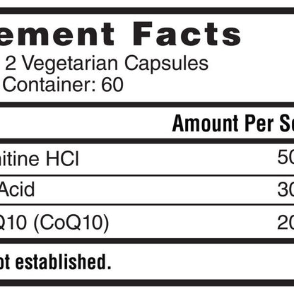 Nature's Lab CoQ10 200 mg + Alpha Lipoic Acid + Acetyl L-Carnitine, 120 Vegetarian Capsules