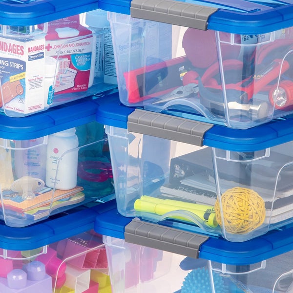 IRIS 12.9 Quart Buckle Up Storage Bin, 6-pack