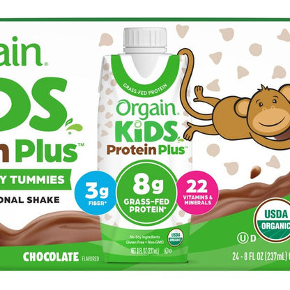 Orgain USDA Organic Kids Nutritional Protein Shake, Chocolate, 8 fl oz, 24-pack