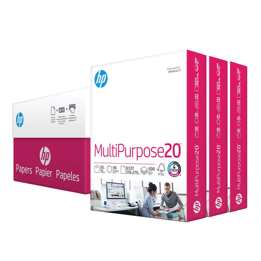 HP Ultra White Multipurpose Printer Paper, Letter, 20lb, 96-Bright, 3 Reams of 500 sheets