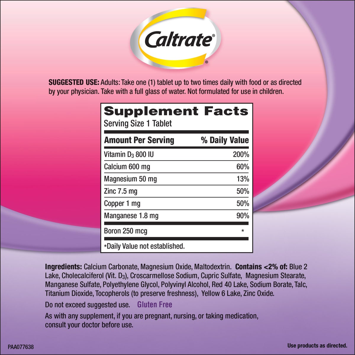 Caltrate Bone Health Advanced Calcium 600+D3 Plus Minerals, 320 Tablets